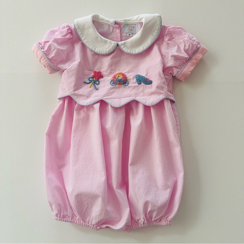 Stitchy Fish 3T Toddler Girl Pink Bubble Romper Fairytale Spring Summer